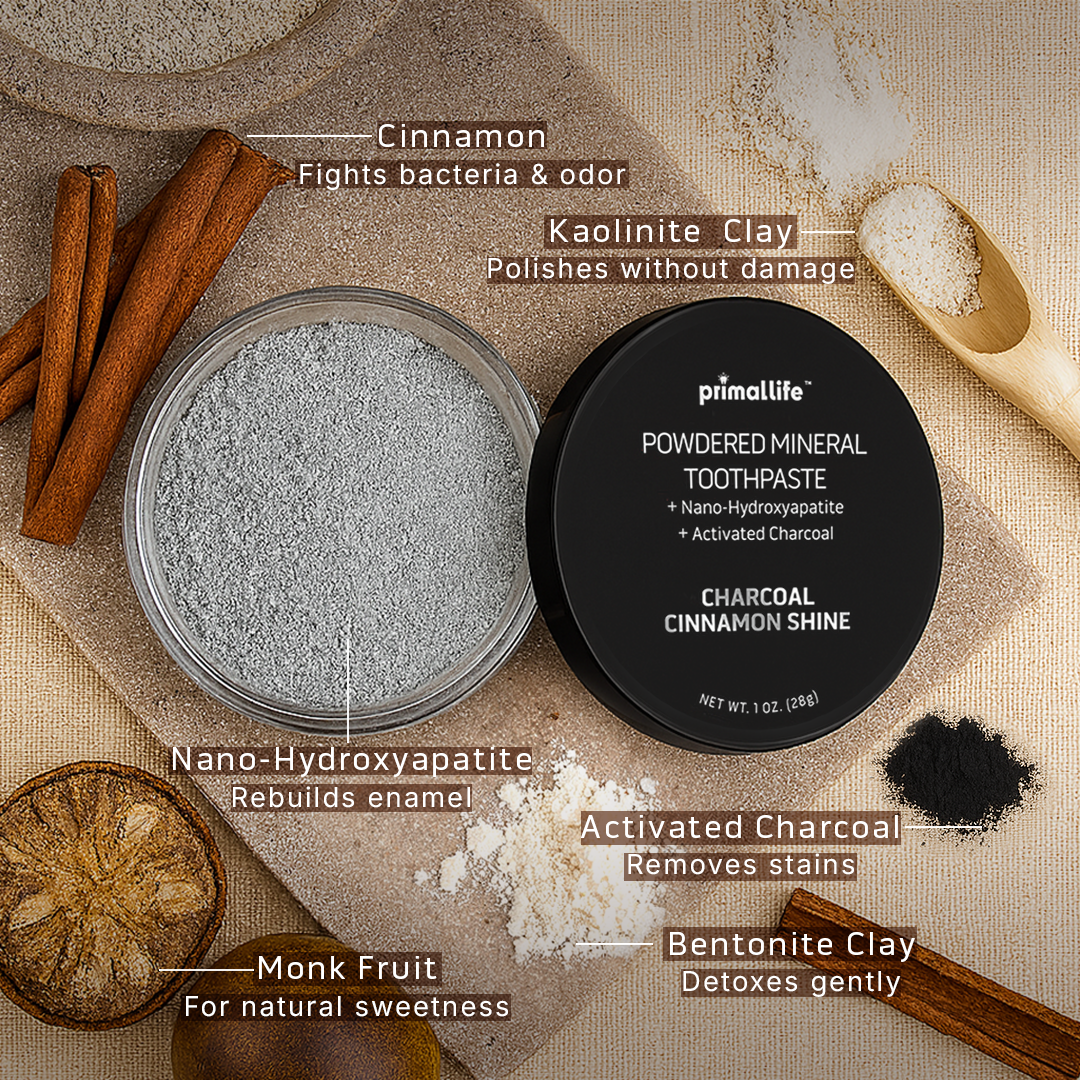 Charcoal Cinnamon Shine Powdered Mineral Toothpaste
